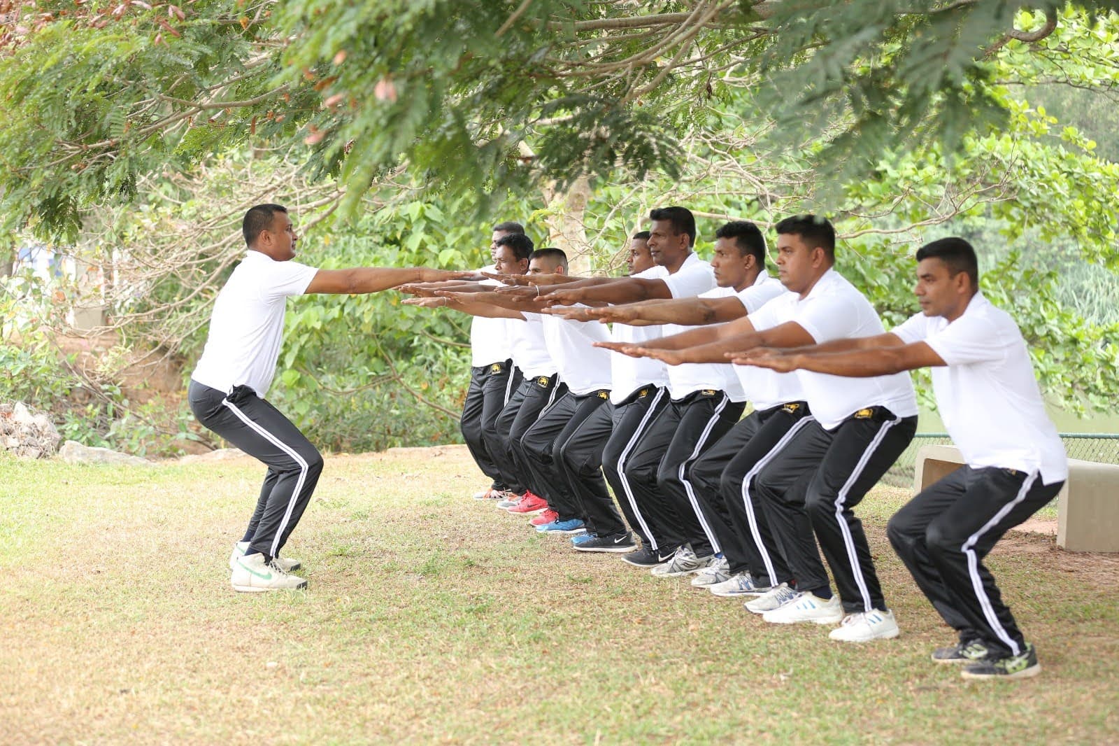 Security personnel standing in formation